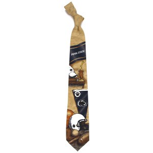 necktie with Penn State and illustrated sports memorabilia